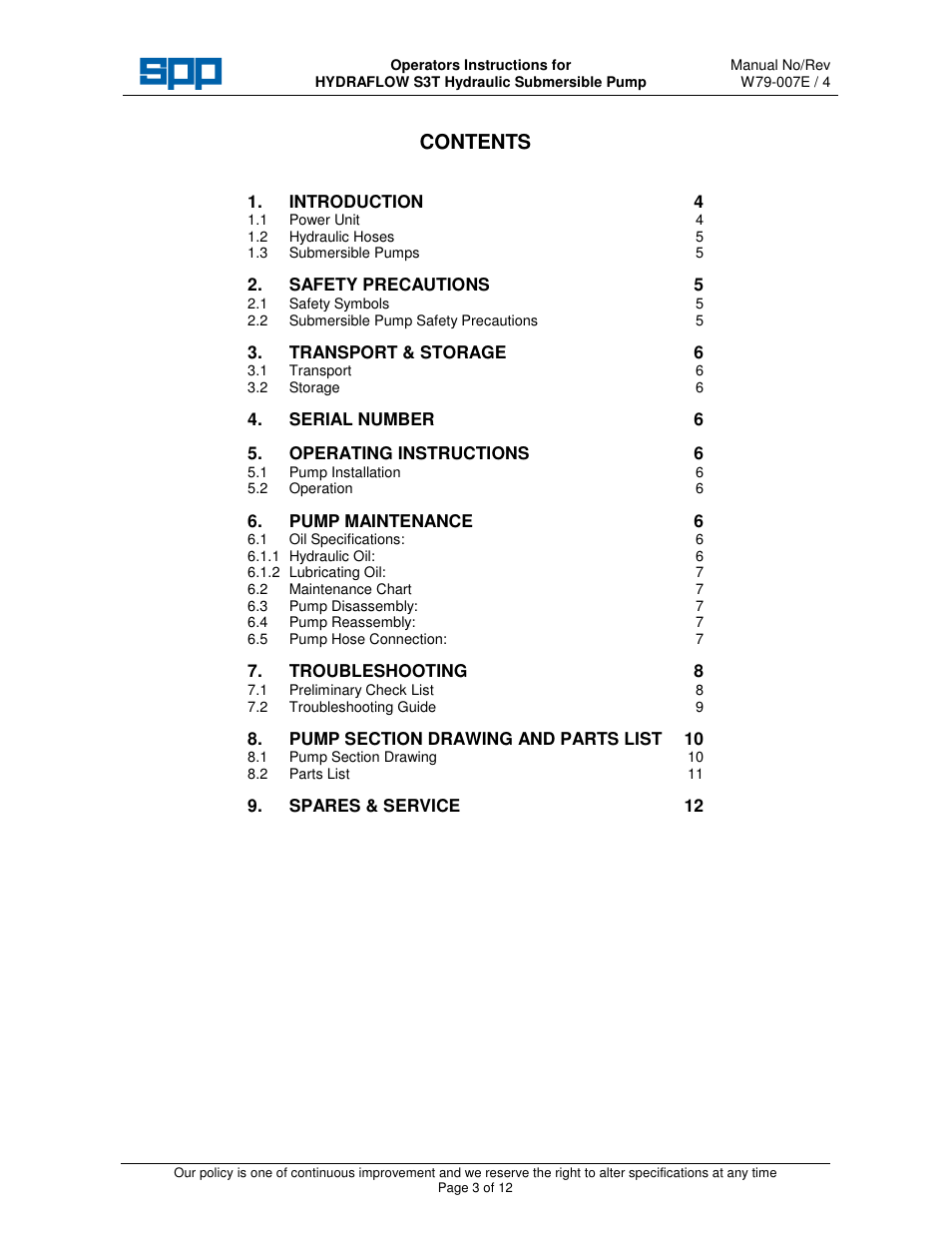 SPP Pumps Auto Prime Hydraulic Submersibles - S3T User Manual | Page 3 / 12