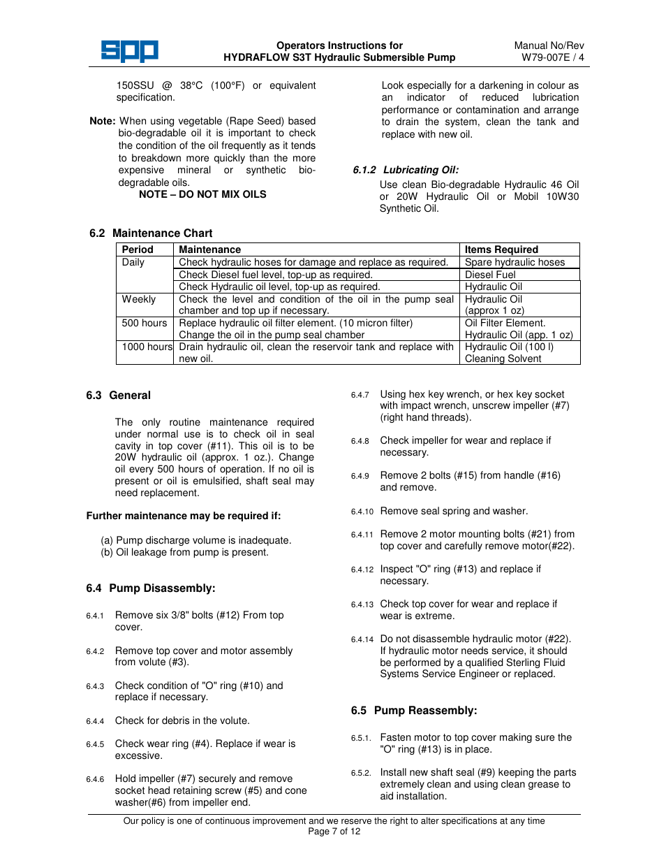 SPP Pumps Auto Prime Hydraulic Submersibles - S3T User Manual | Page 7 / 12