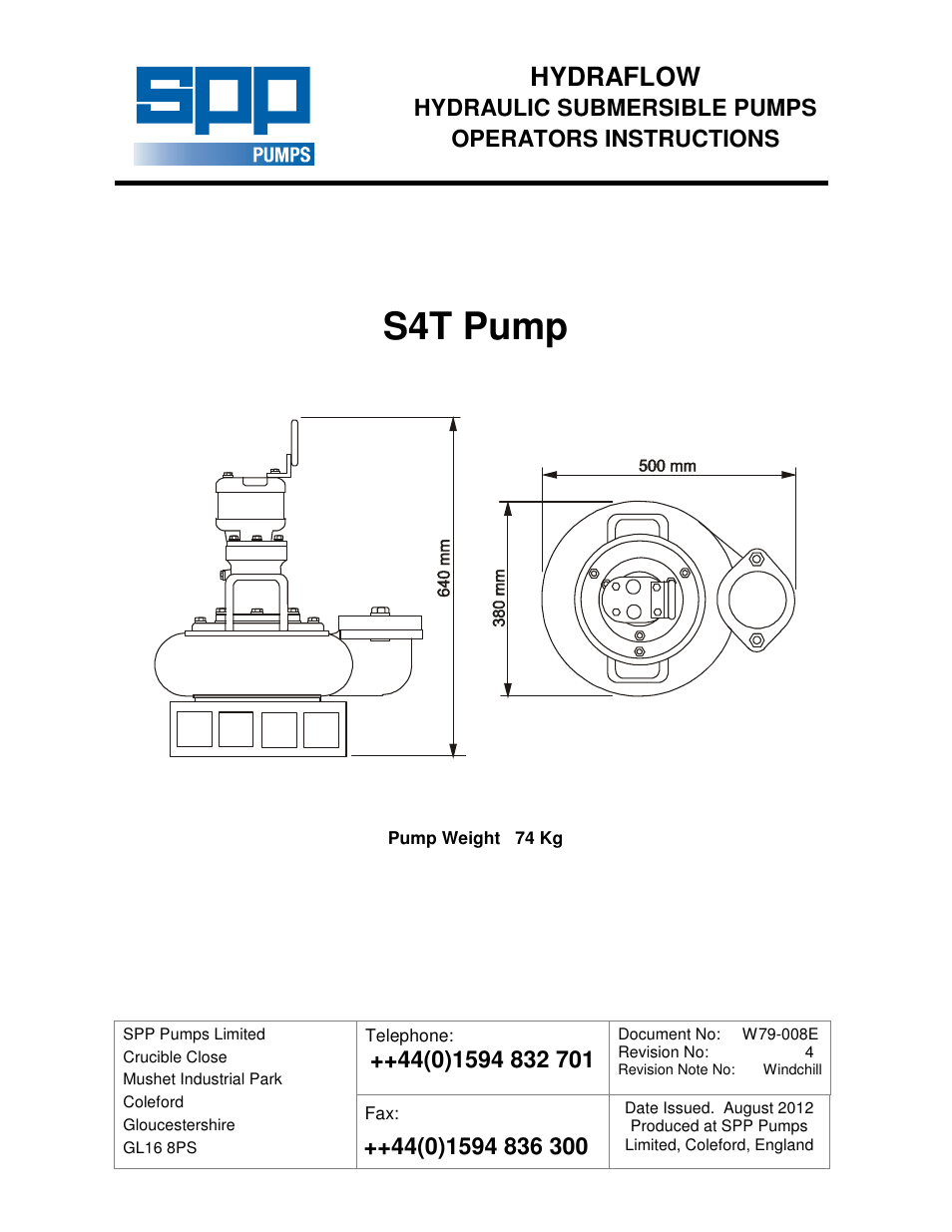 SPP Pumps Auto Prime Hydraulic Submersibles - S4T User Manual | 12 pages