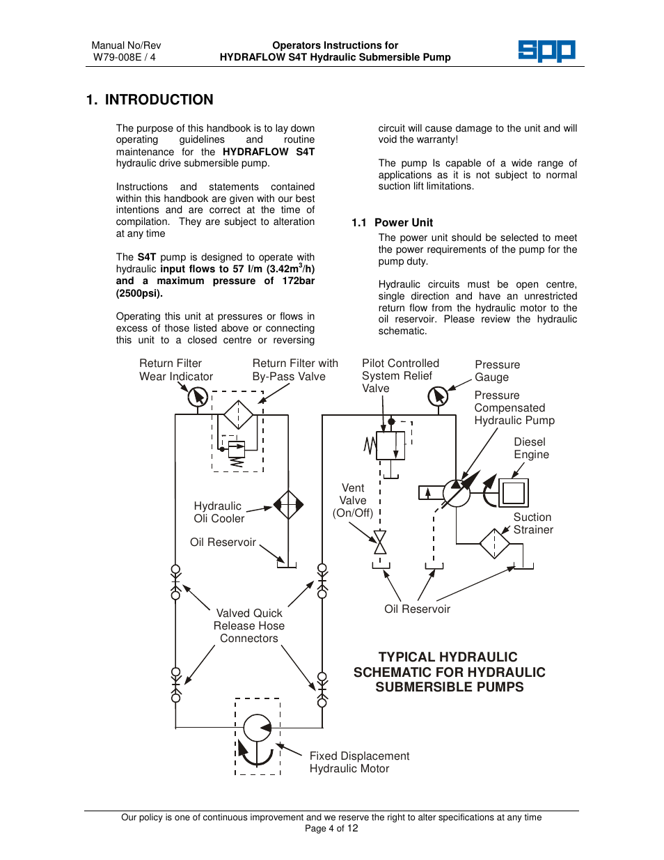Introduction | SPP Pumps Auto Prime Hydraulic Submersibles - S4T User Manual | Page 4 / 12