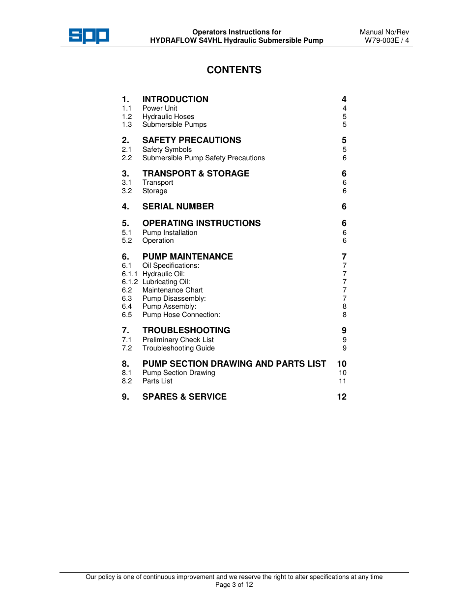 SPP Pumps Auto Prime Hydraulic Submersibles - S4VHL User Manual | Page 3 / 12