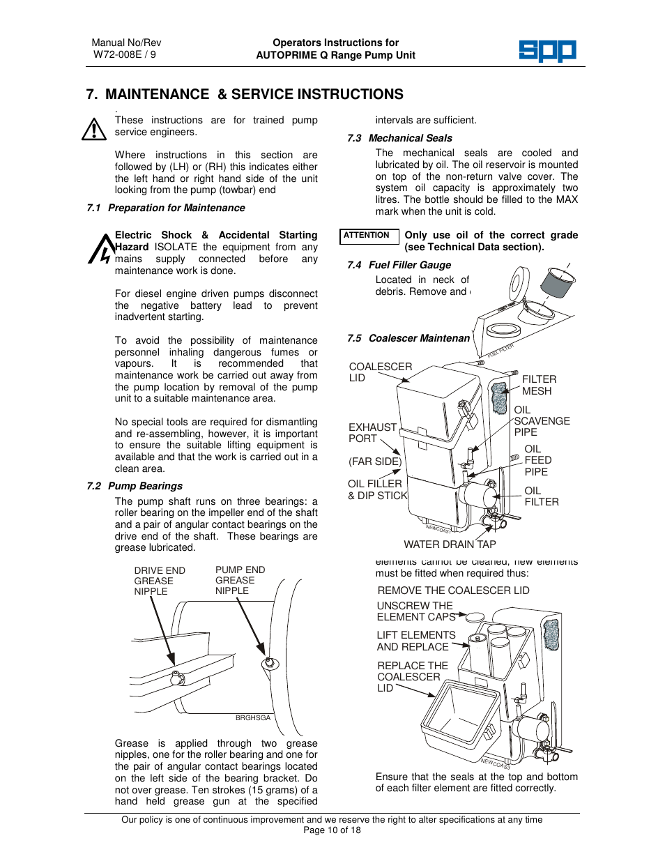 Maintenance & service instructions | SPP Pumps Auto Prime Q Series - QI200 User Manual | Page 10 / 18
