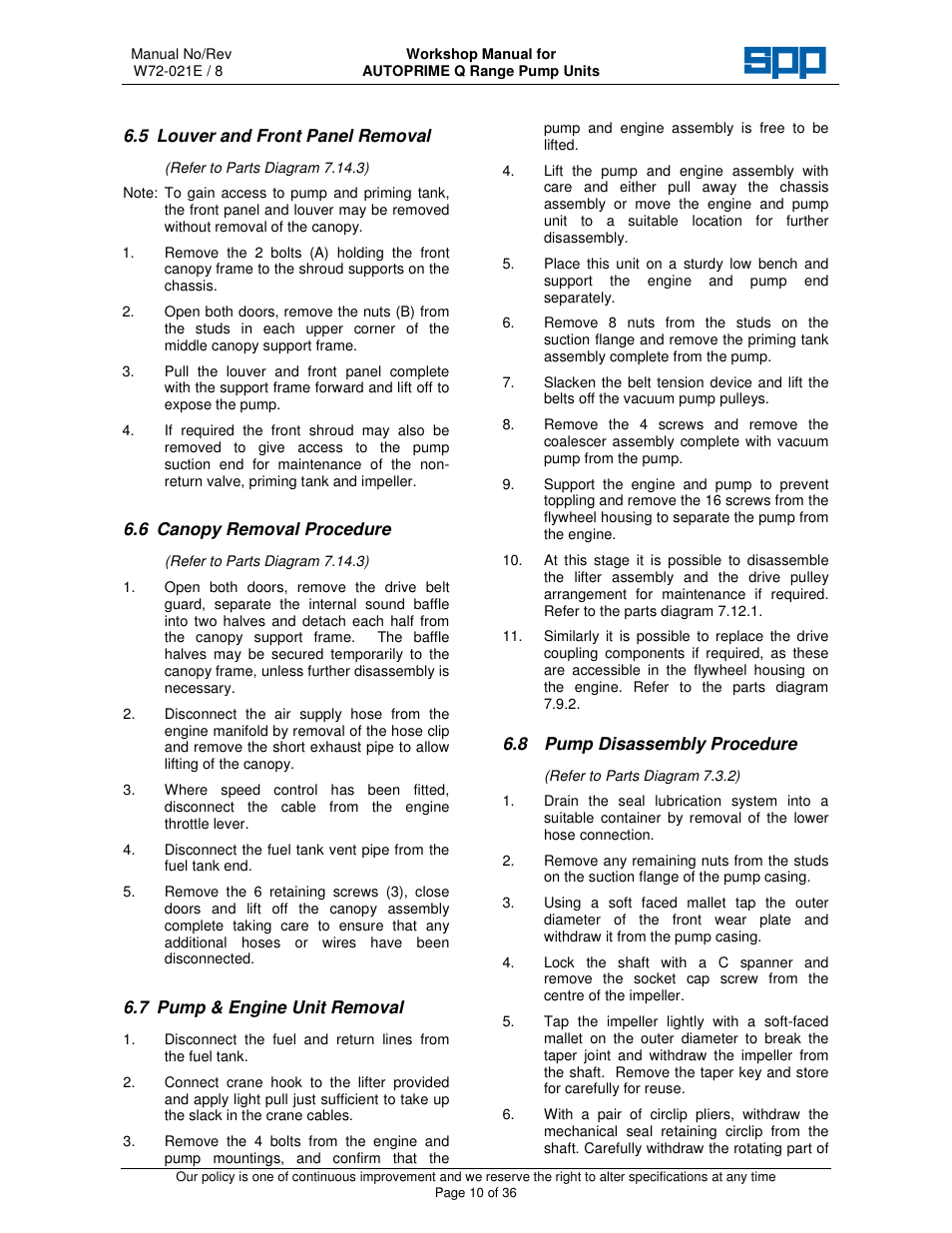 SPP Pumps Auto Prime Q Series - Workshop Manual User Manual | Page 10 / 36