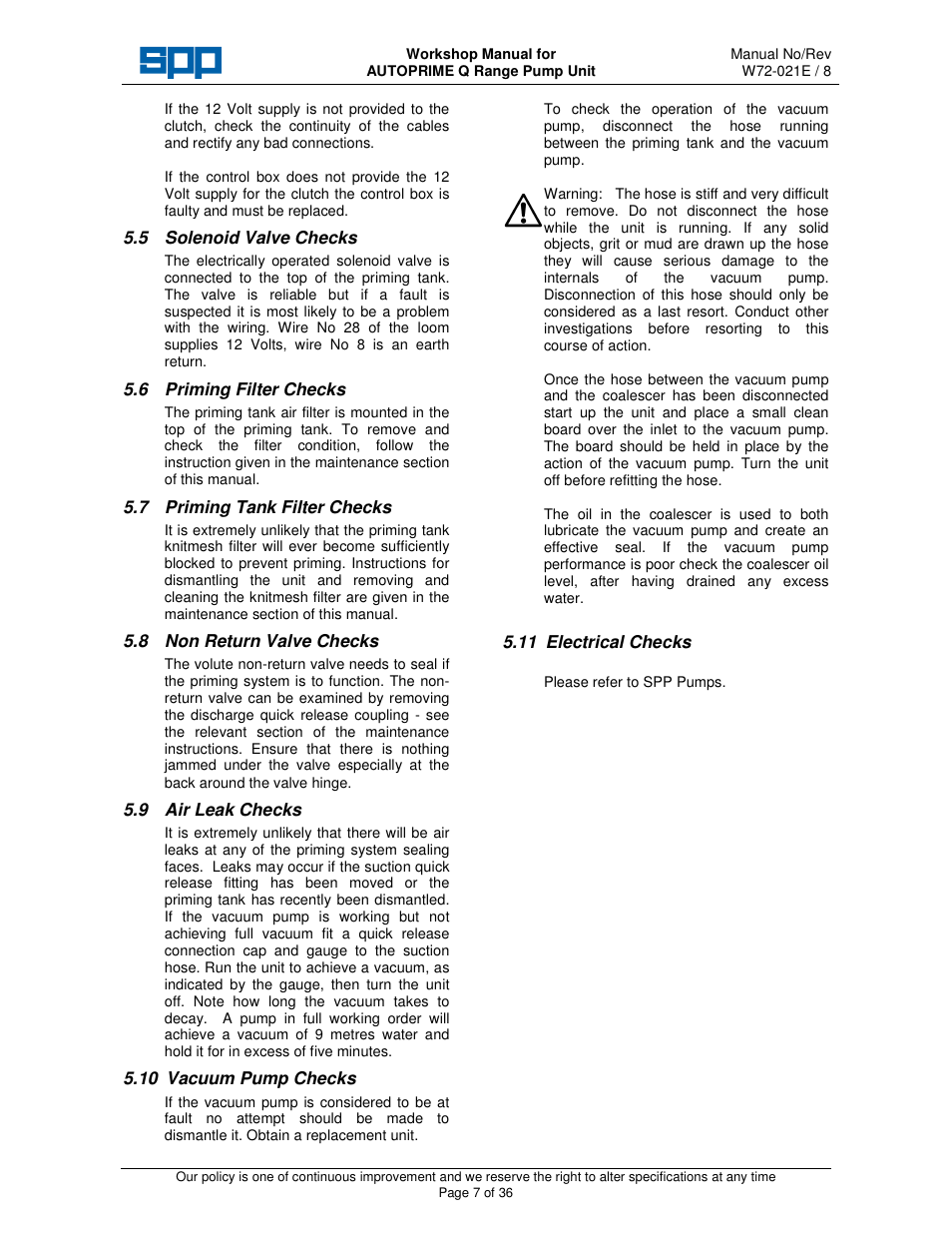 SPP Pumps Auto Prime Q Series - Workshop Manual User Manual | Page 7 / 36