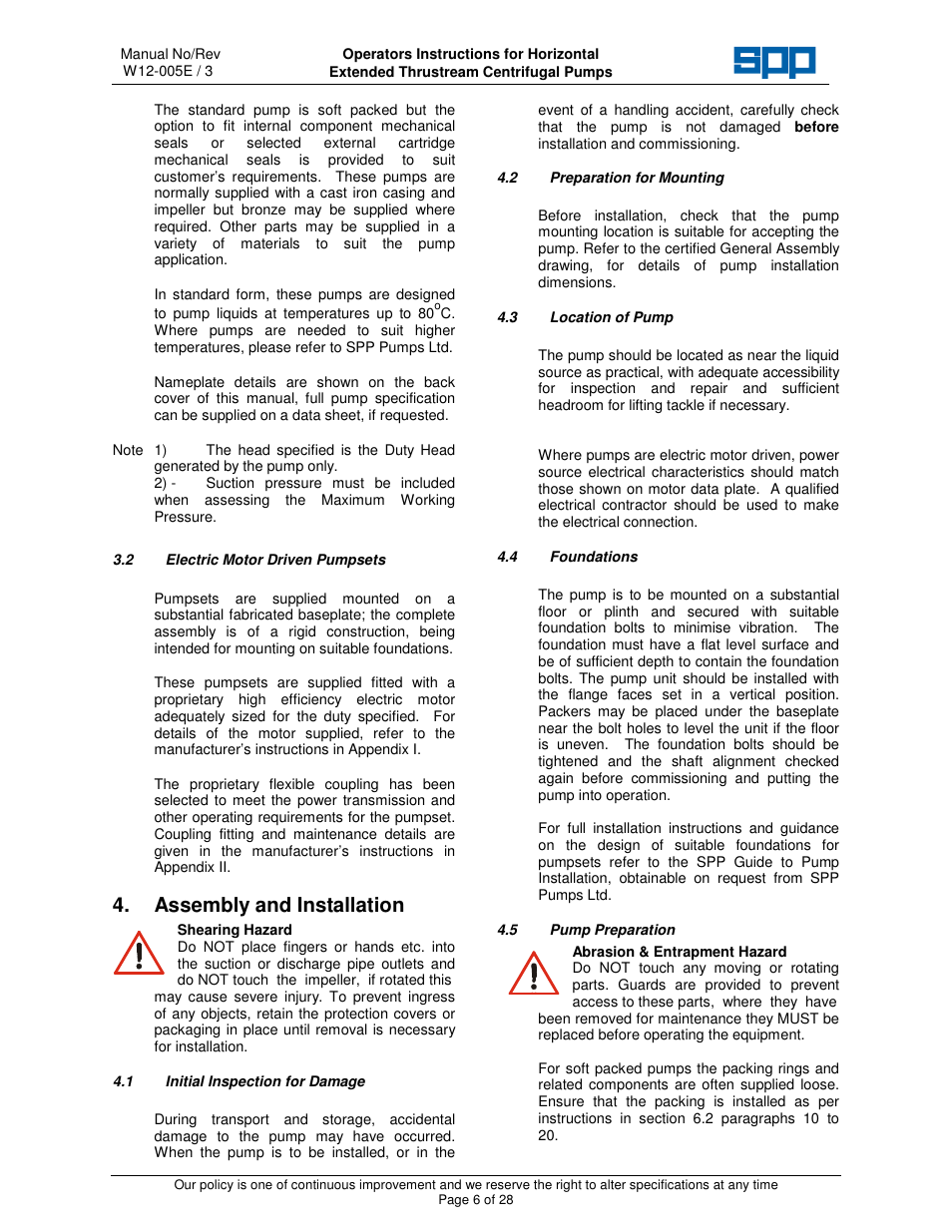 Assembly and installation | SPP Pumps Thrustream - Extended User Manual | Page 8 / 30