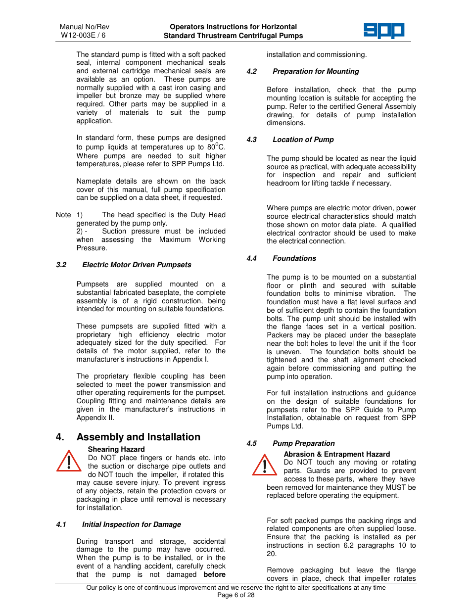 Assembly and installation | SPP Pumps Thrustream User Manual | Page 6 / 29