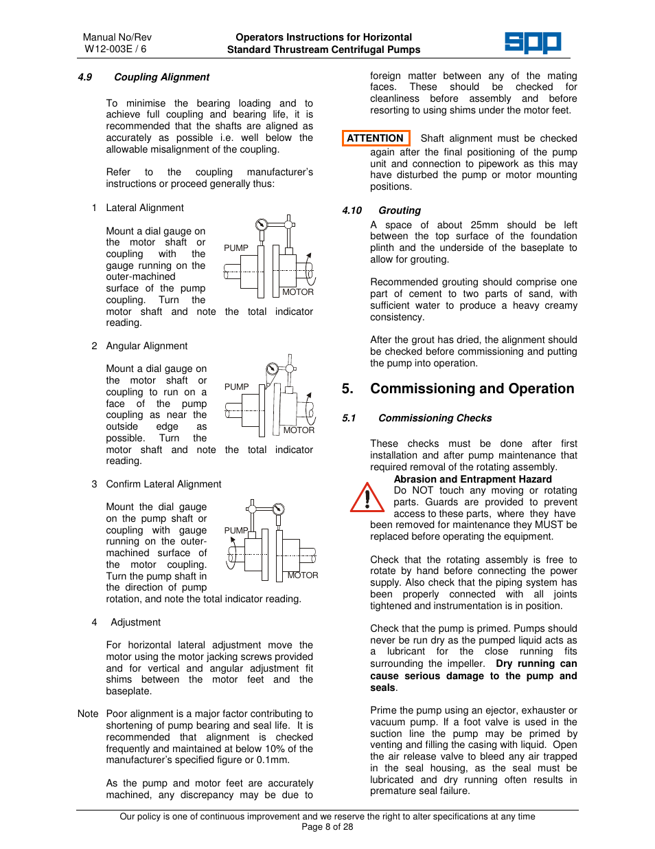 Commissioning and operation | SPP Pumps Thrustream User Manual | Page 8 / 29