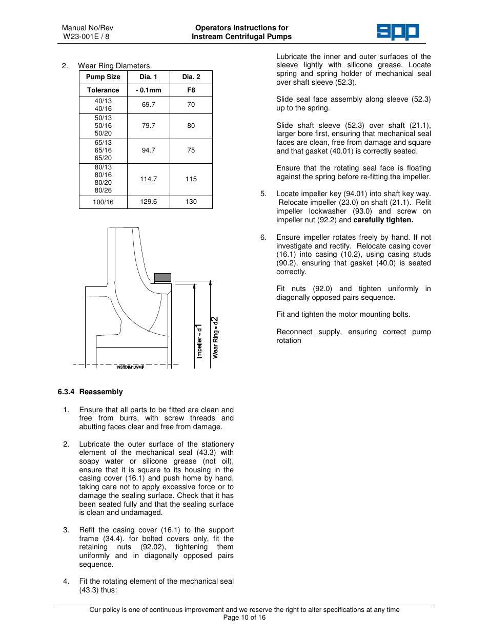 SPP Pumps Instream User Manual | Page 10 / 16