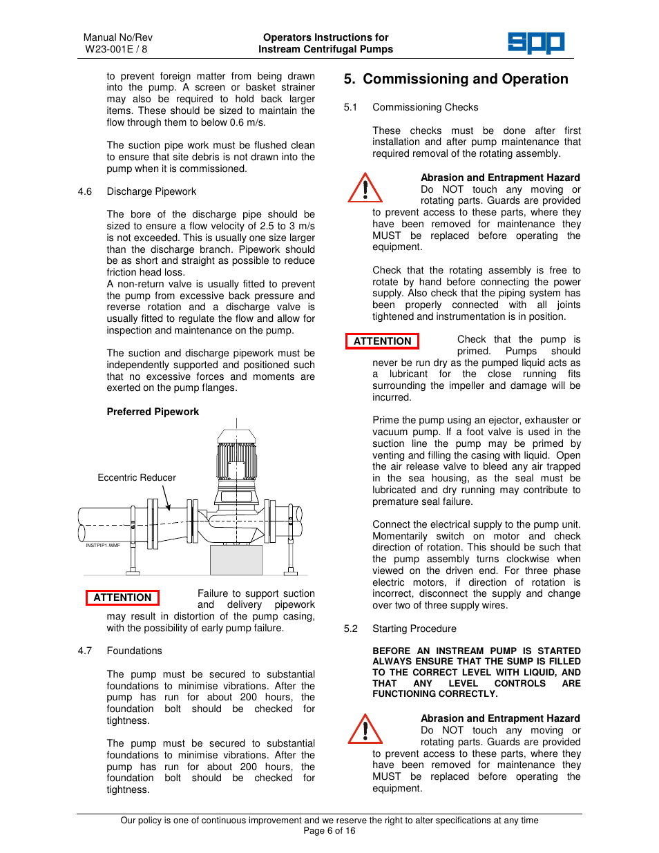 Commissioning and operation | SPP Pumps Instream User Manual | Page 6 / 16