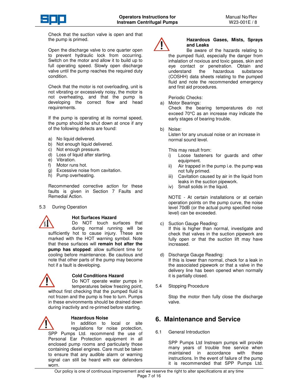 Maintenance and service | SPP Pumps Instream User Manual | Page 7 / 16