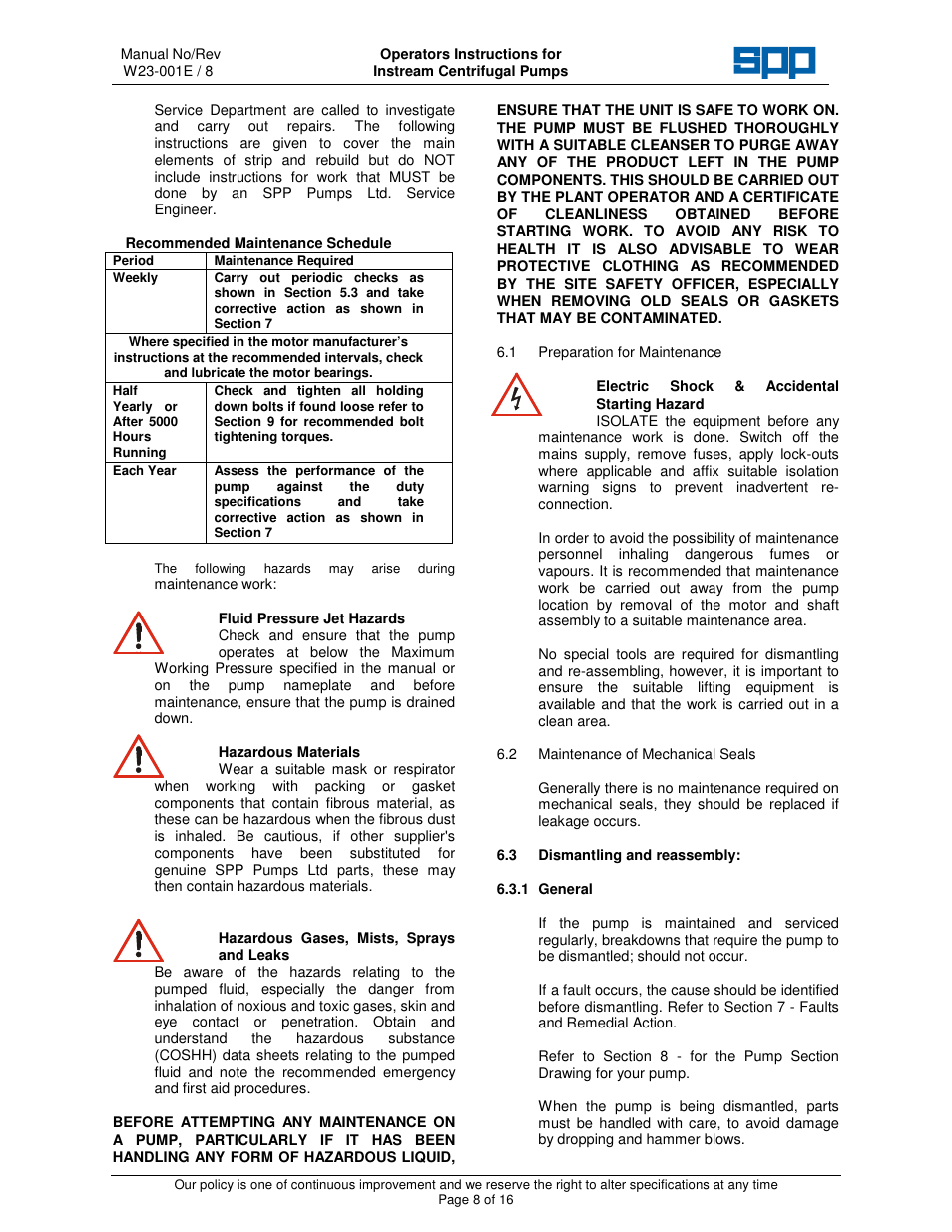 SPP Pumps Instream User Manual | Page 8 / 16