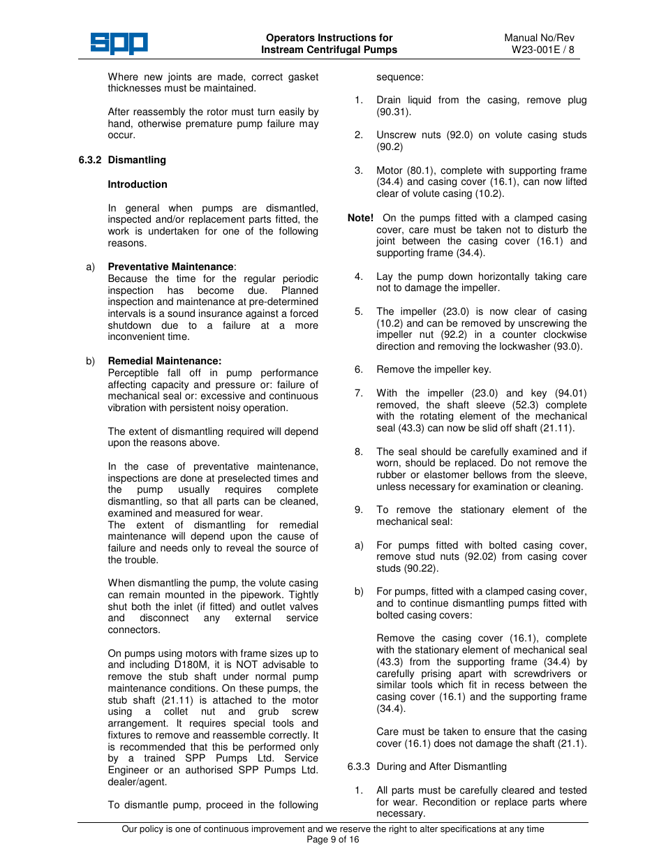 SPP Pumps Instream User Manual | Page 9 / 16