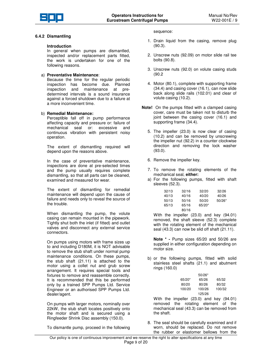 SPP Pumps Eurostream User Manual | Page 9 / 20