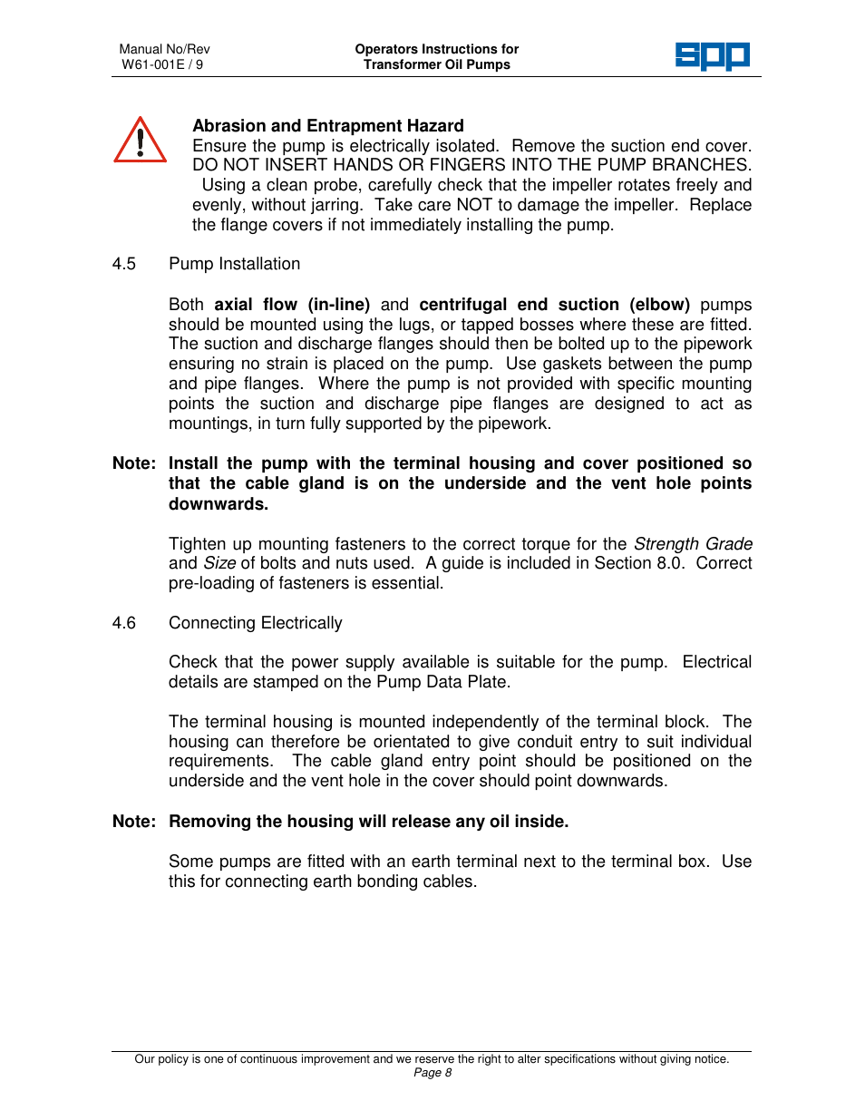 SPP Pumps Transformer Oil Pumps User Manual | Page 10 / 16