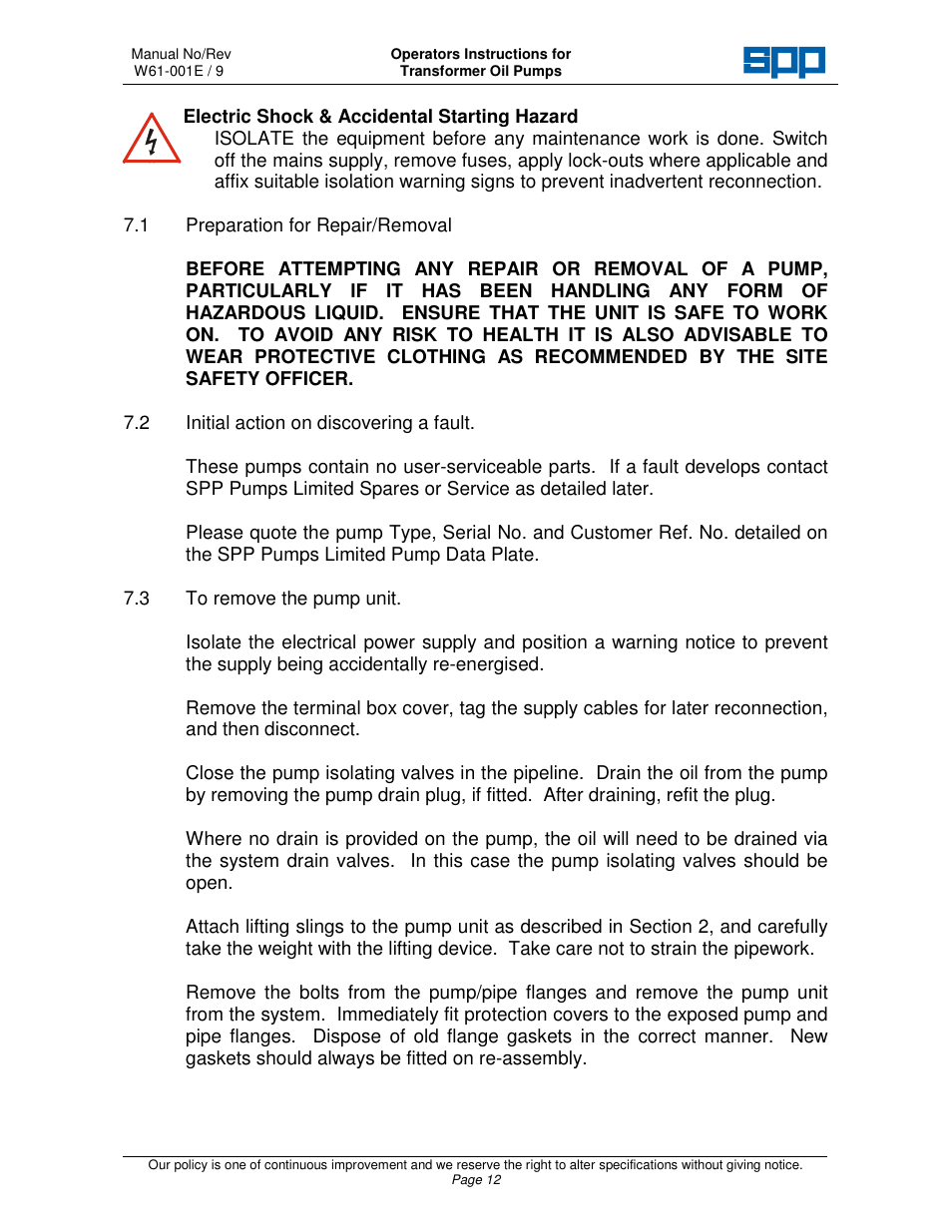 SPP Pumps Transformer Oil Pumps User Manual | Page 14 / 16