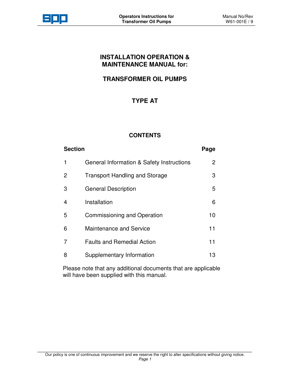 SPP Pumps Transformer Oil Pumps User Manual | Page 3 / 16