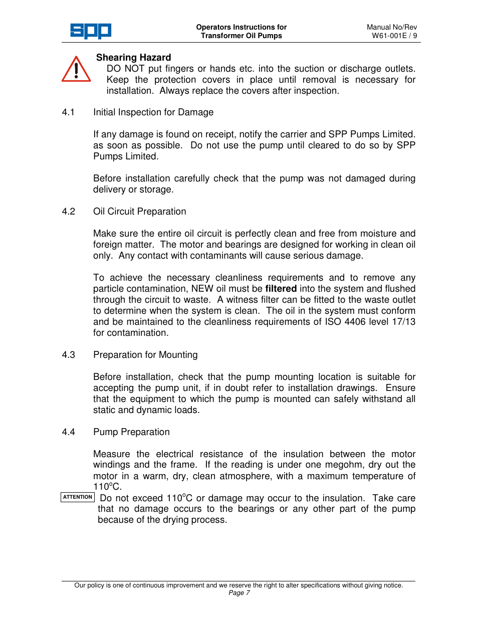 SPP Pumps Transformer Oil Pumps User Manual | Page 9 / 16