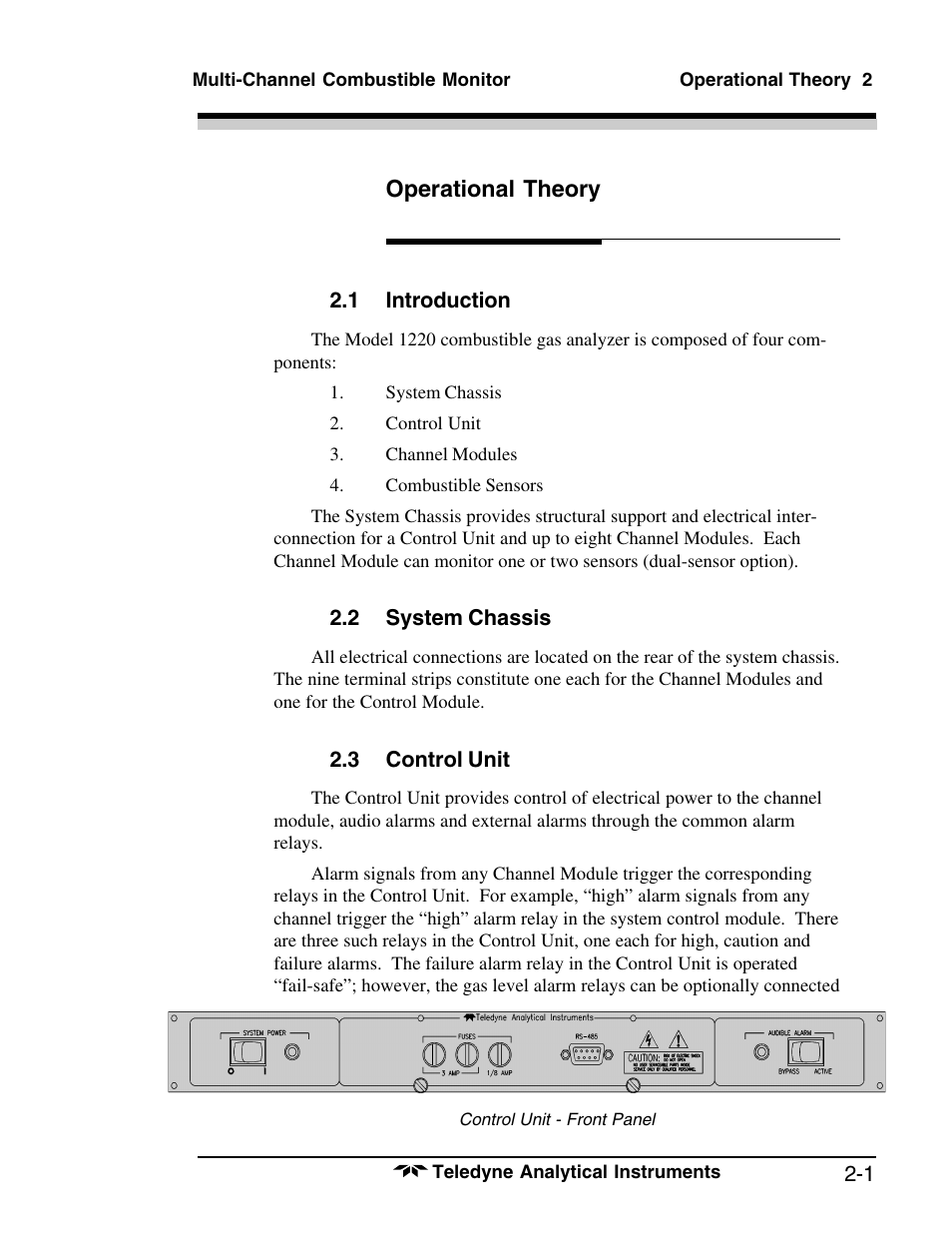 Operational theory | Teledyne 1220 - Multipoint flammable gas and vapor detection system User Manual | Page 11 / 50