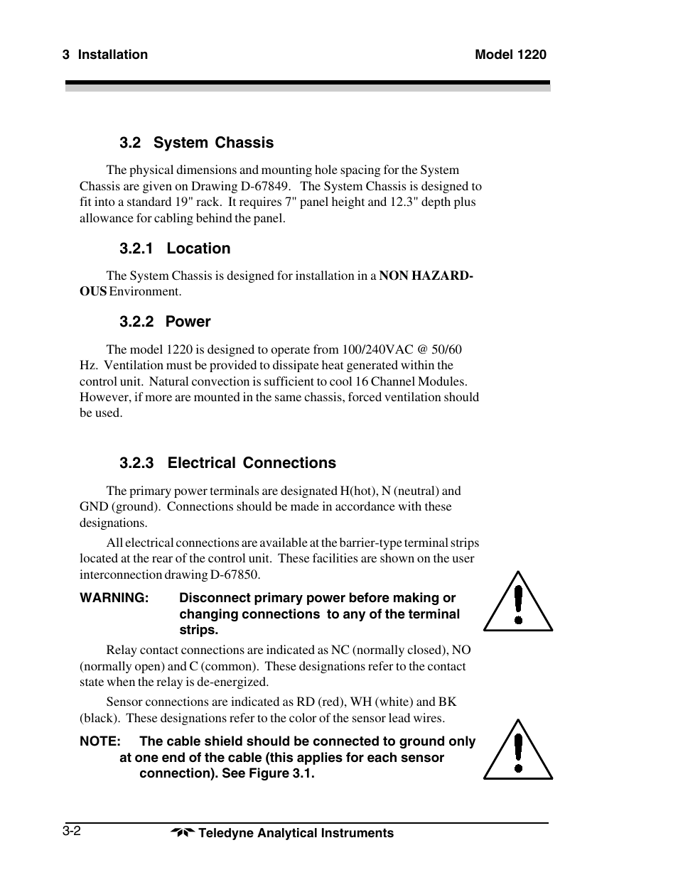 Teledyne 1220 - Multipoint flammable gas and vapor detection system User Manual | Page 20 / 50