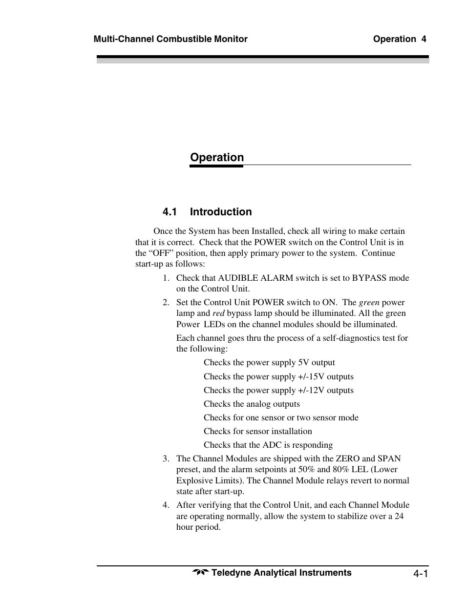 Operation | Teledyne 1220 - Multipoint flammable gas and vapor detection system User Manual | Page 29 / 50