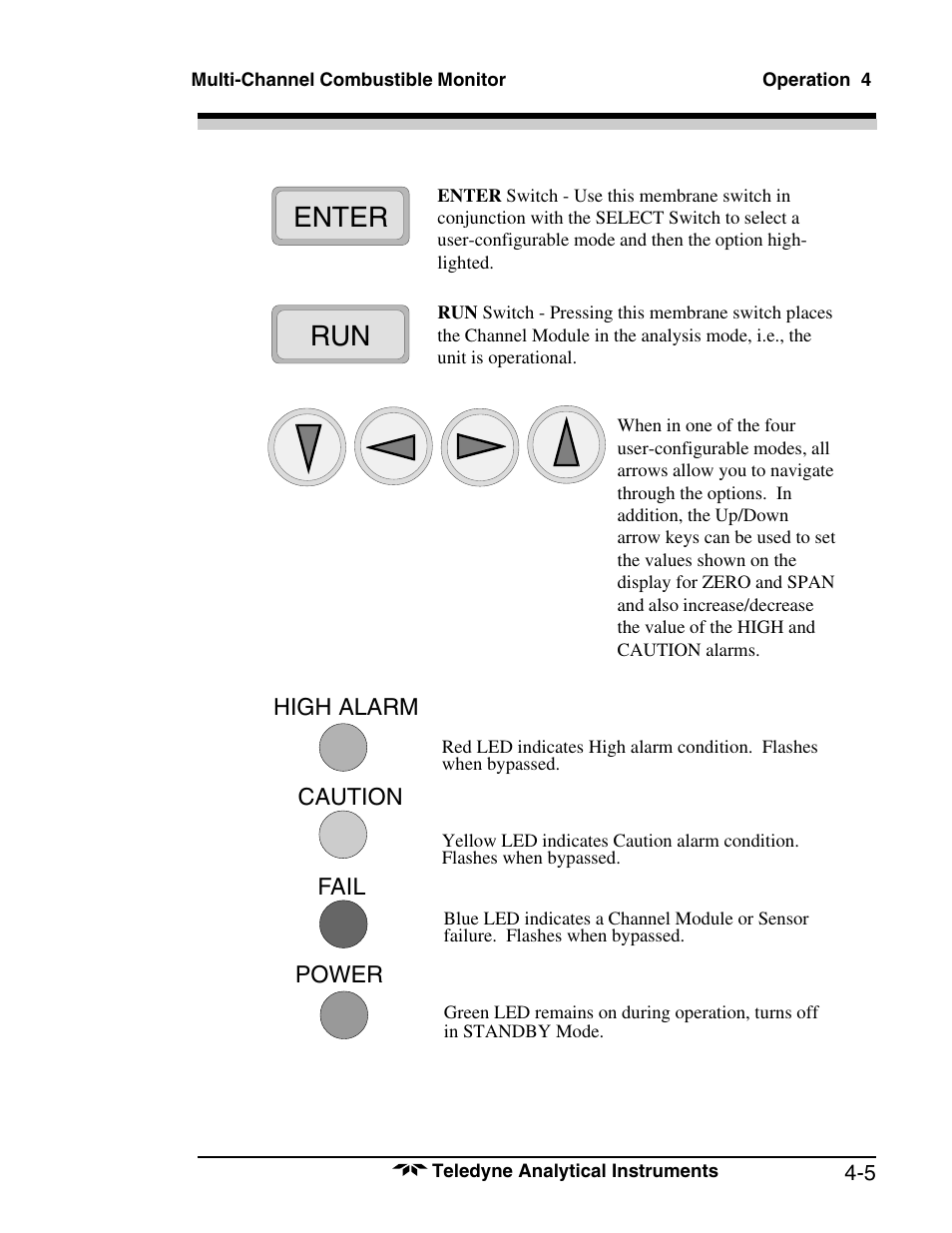 Enter run | Teledyne 1220 - Multipoint flammable gas and vapor detection system User Manual | Page 33 / 50