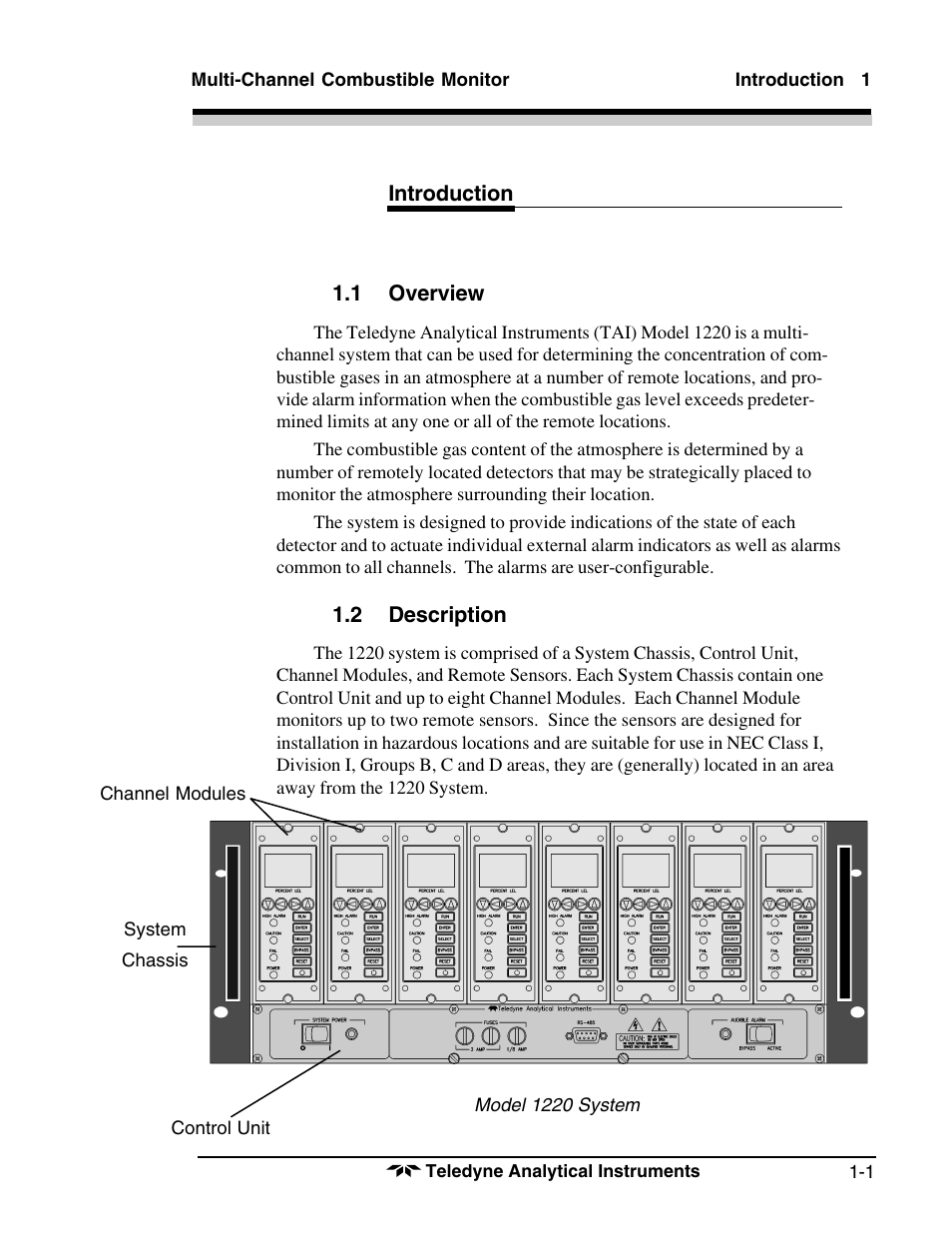 Teledyne 1220 - Multipoint flammable gas and vapor detection system User Manual | Page 7 / 50
