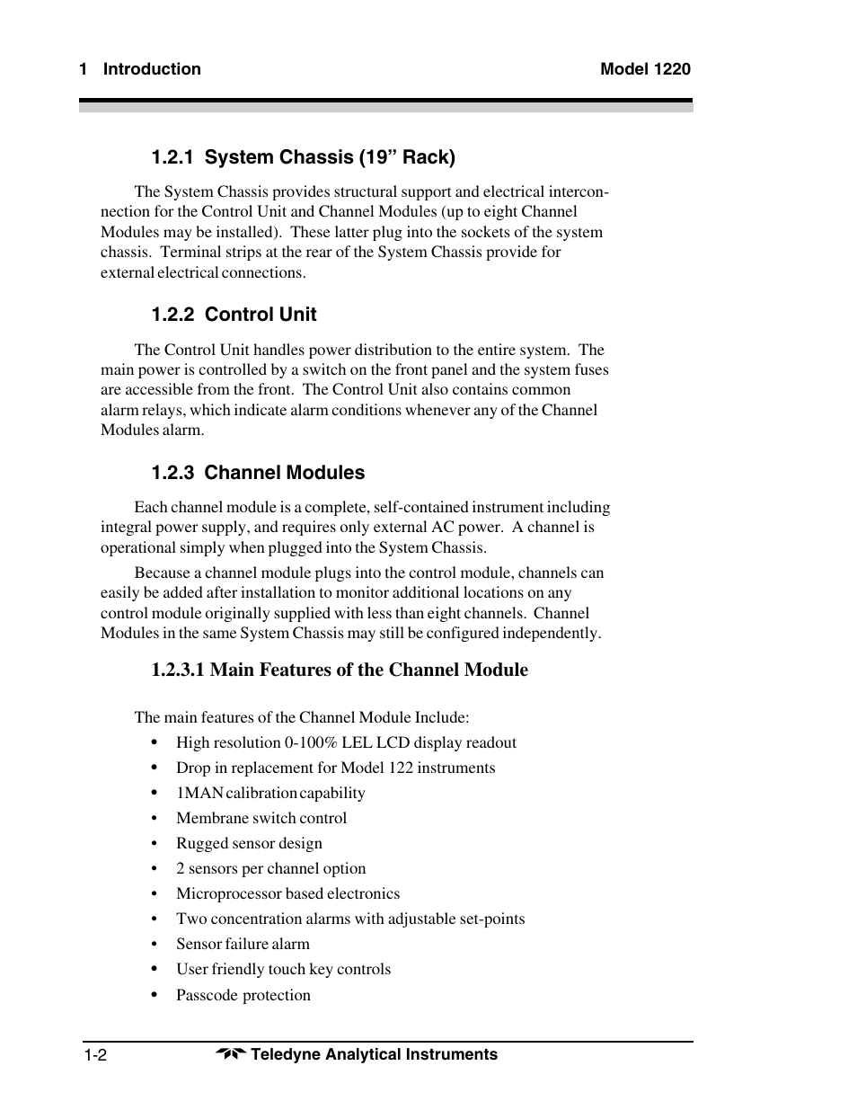 Teledyne 1220 - Multipoint flammable gas and vapor detection system User Manual | Page 8 / 50