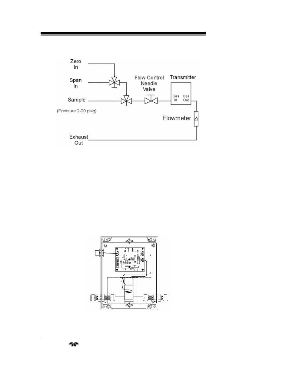 Figure 2-3: internal piping | Teledyne 2000XTC - Thermal conductivity analyzer User Manual | Page 18 / 40