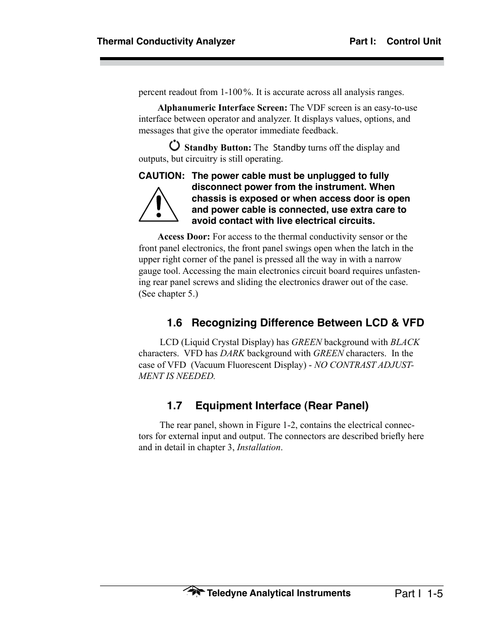 Teledyne 2010A - Split architecture thermal conductivity analyzer User Manual | Page 13 / 110