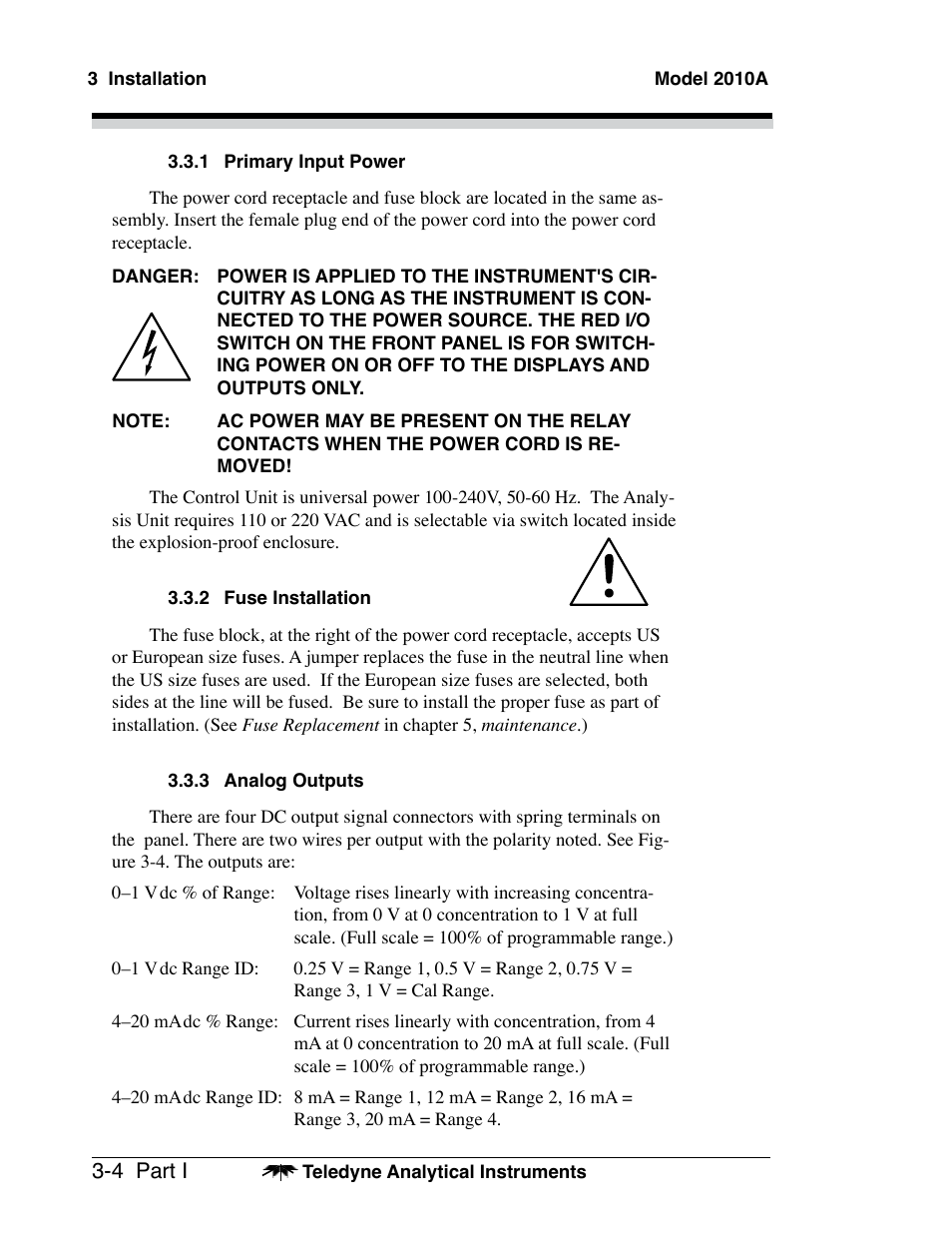 Teledyne 2010A - Split architecture thermal conductivity analyzer User Manual | Page 26 / 110