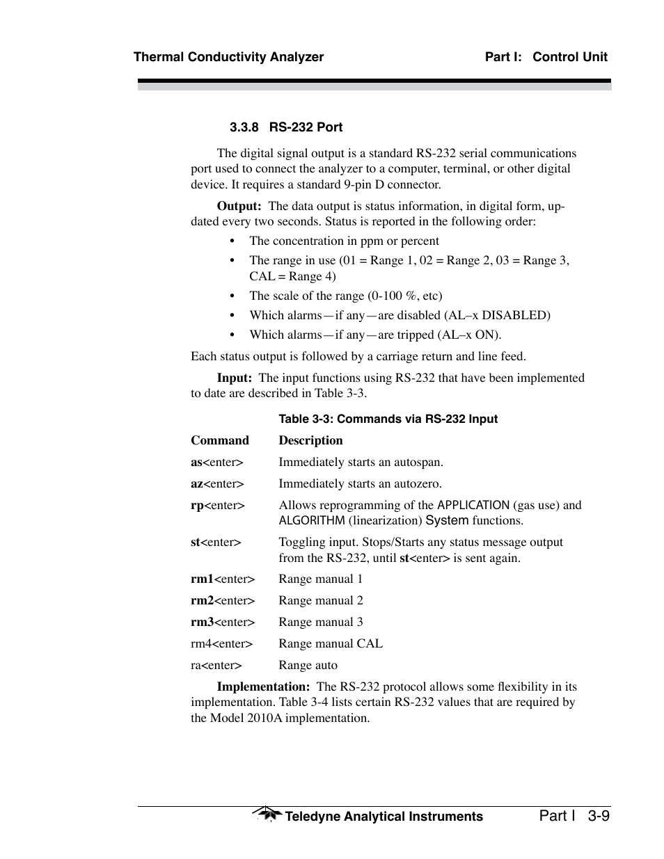 Teledyne 2010A - Split architecture thermal conductivity analyzer User Manual | Page 31 / 110