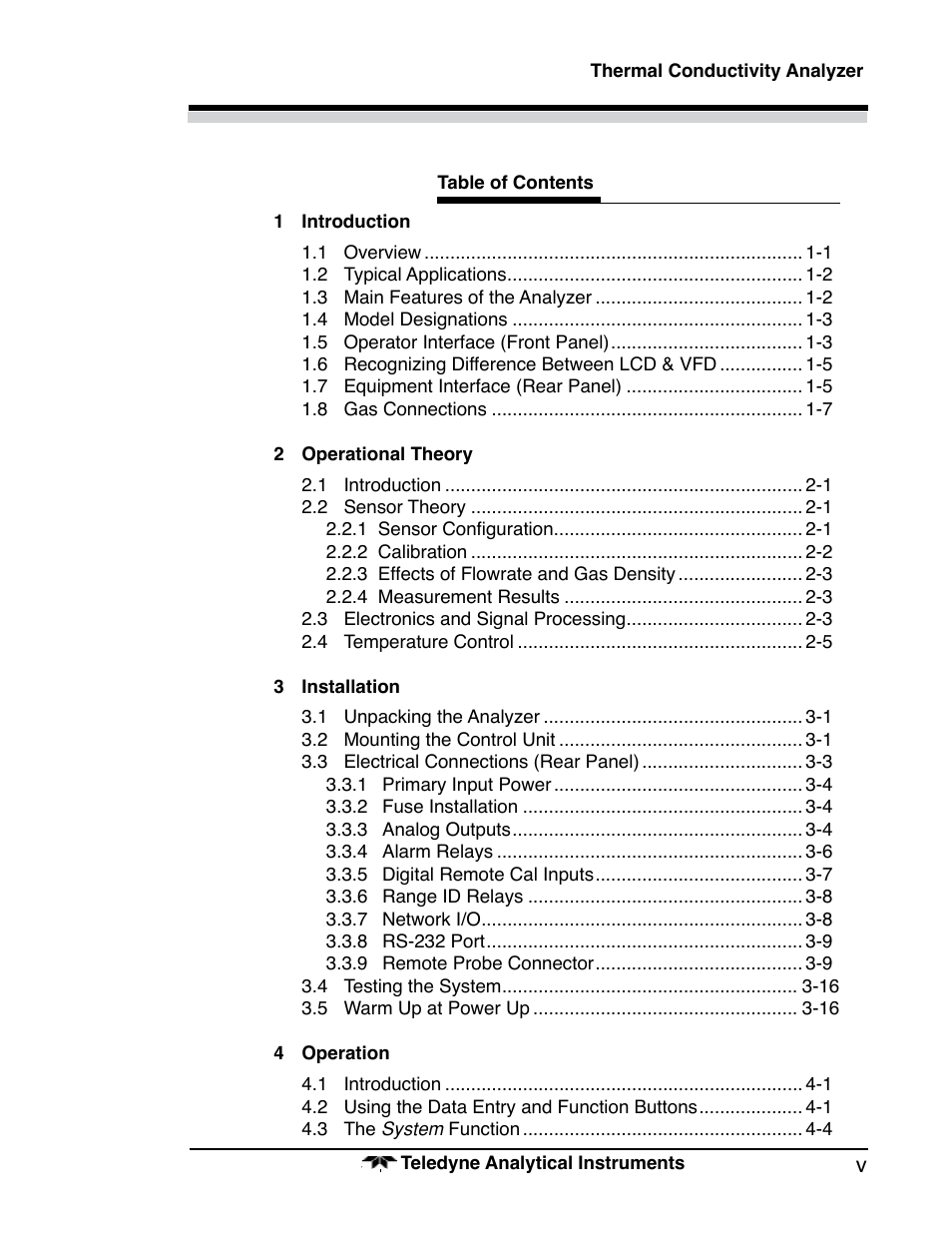 Teledyne 2010A - Split architecture thermal conductivity analyzer User Manual | Page 5 / 110