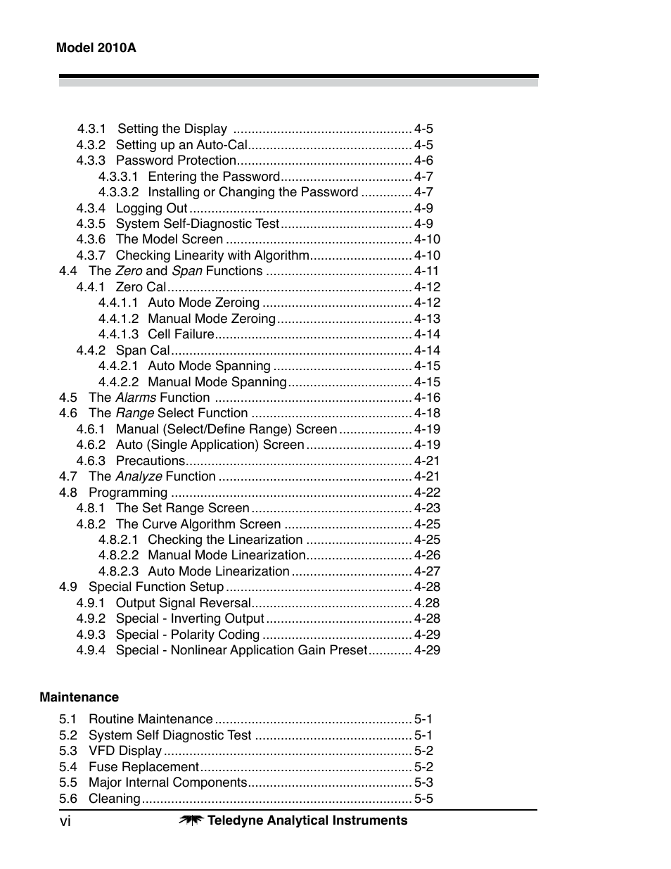 Teledyne 2010A - Split architecture thermal conductivity analyzer User Manual | Page 6 / 110