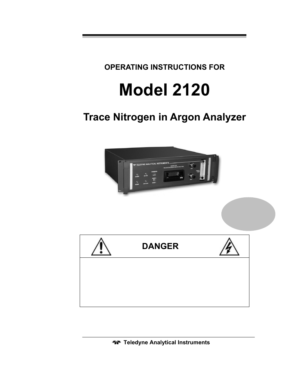 Teledyne 2120 - Trace Nitrogen in Argon Analyzer User Manual | 66 pages