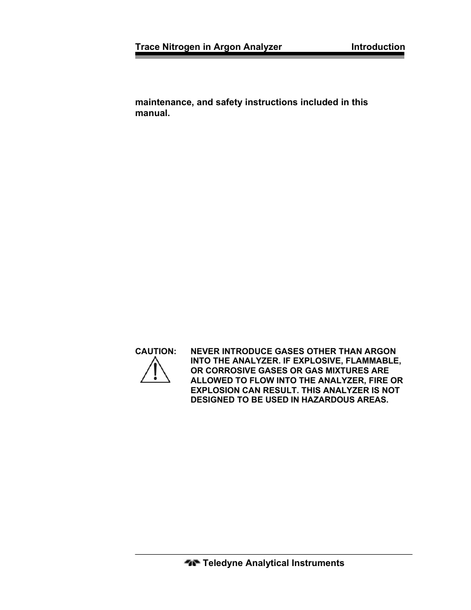 1 emergency procedures | Teledyne 2120 - Trace Nitrogen in Argon Analyzer User Manual | Page 19 / 66