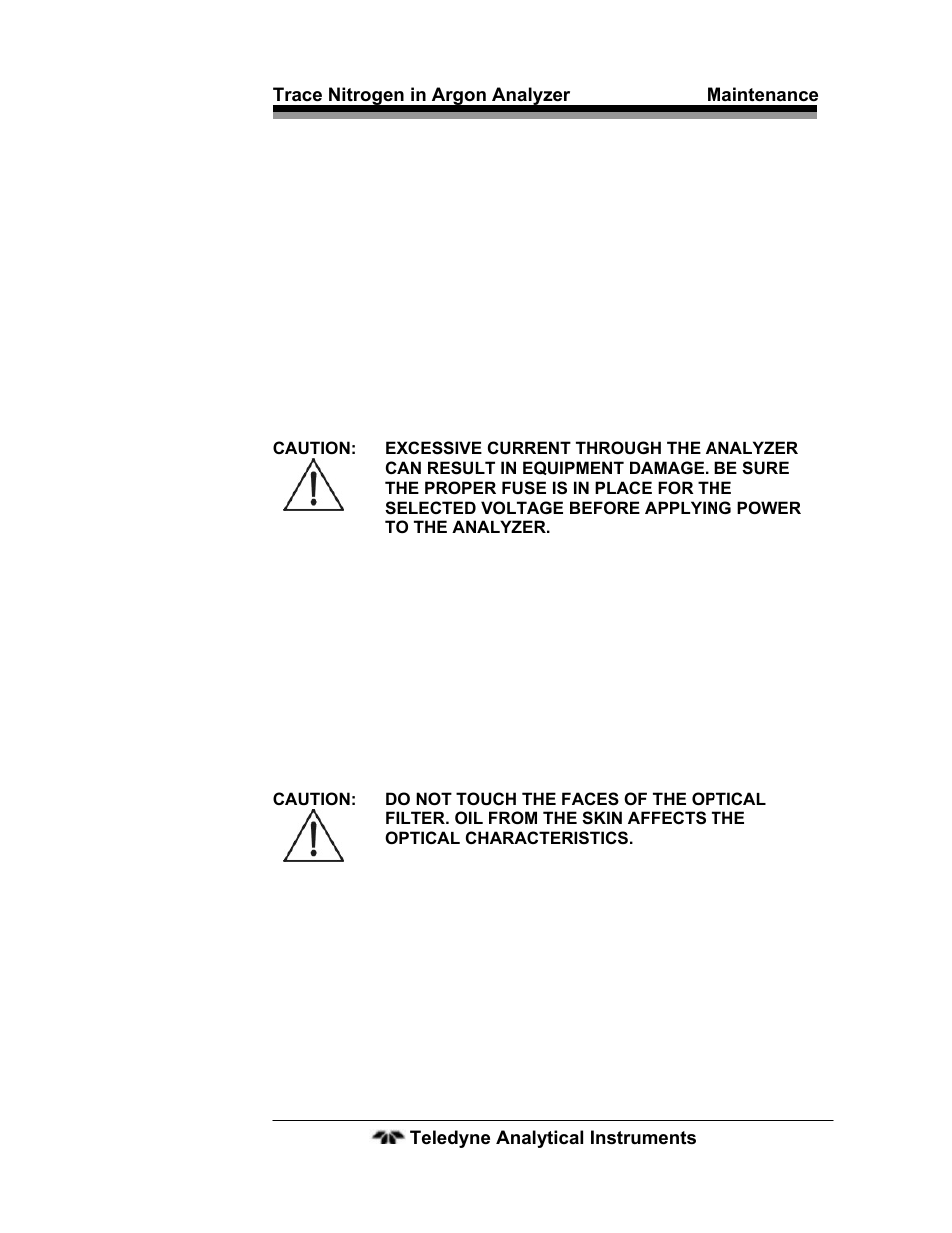 2 optical filter, 2 optical filter 43 | Teledyne 2120 - Trace Nitrogen in Argon Analyzer User Manual | Page 53 / 66