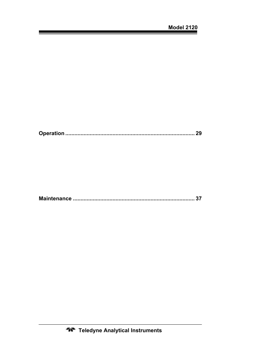 Teledyne 2120 - Trace Nitrogen in Argon Analyzer User Manual | Page 6 / 66