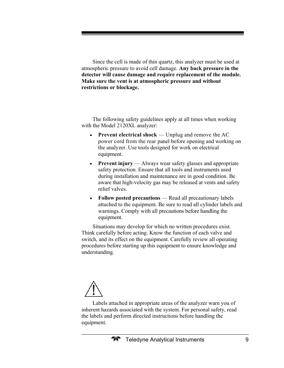 Teledyne 2120XL - Trace Nitrogen Analyzer User Manual | Page 21 / 85