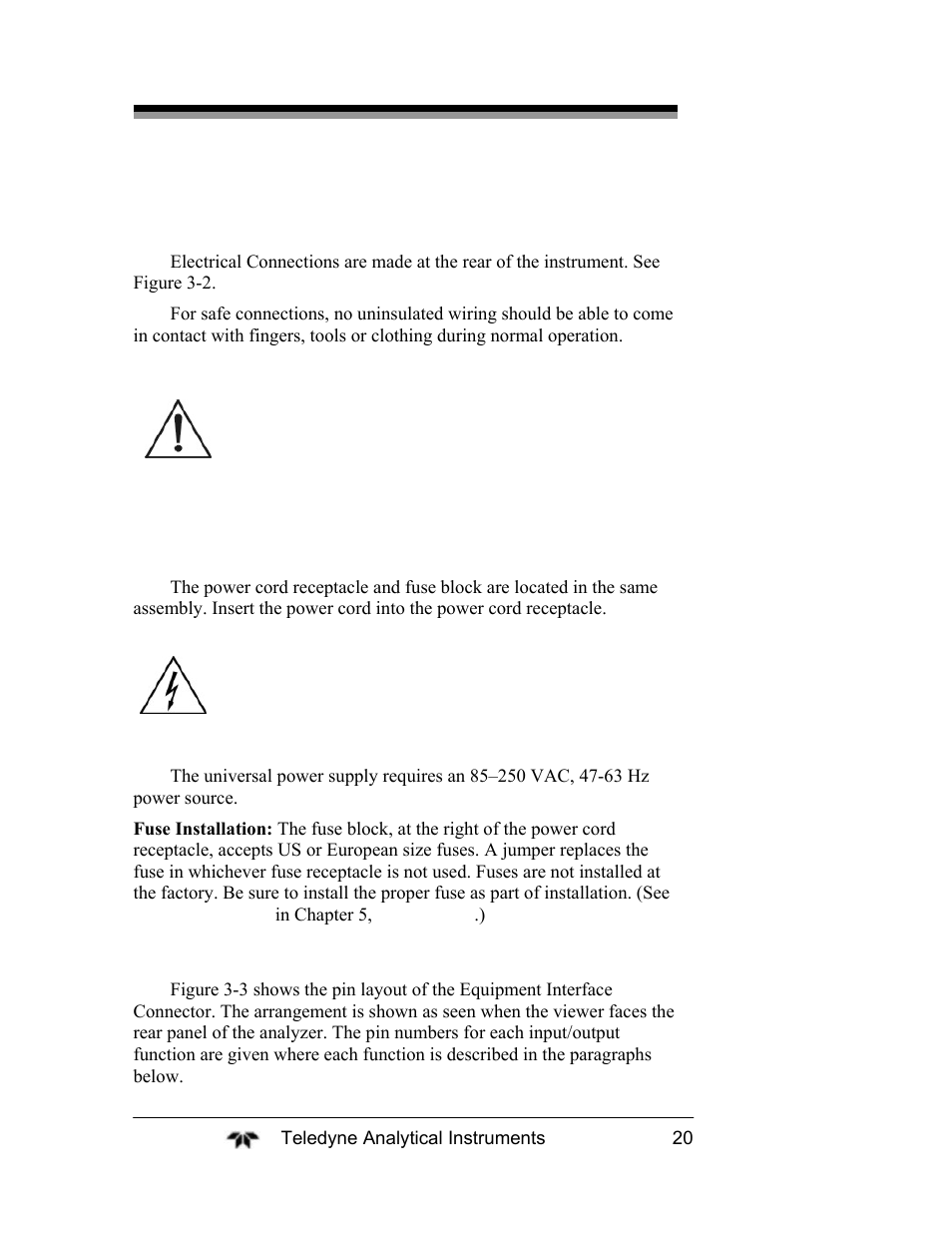 5 electrical connections | Teledyne 2120XL - Trace Nitrogen Analyzer User Manual | Page 32 / 85