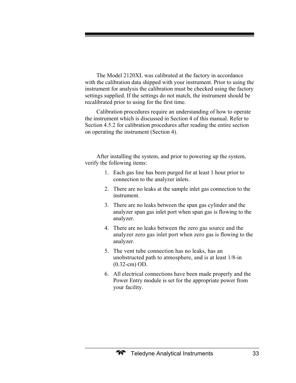 Teledyne 2120XL - Trace Nitrogen Analyzer User Manual | Page 45 / 85