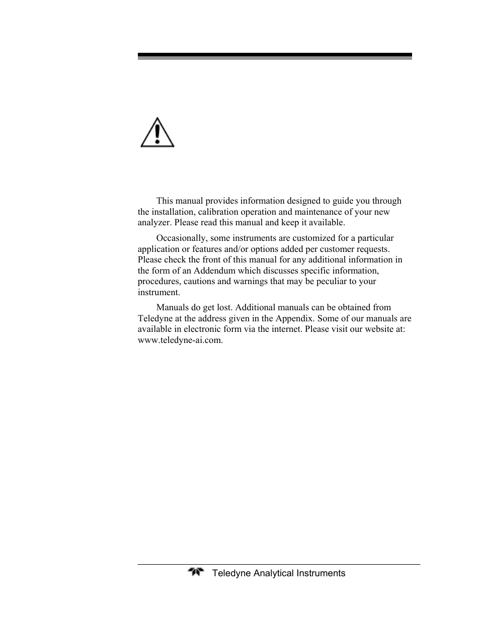 Teledyne 2120XL - Trace Nitrogen Analyzer User Manual | Page 5 / 85