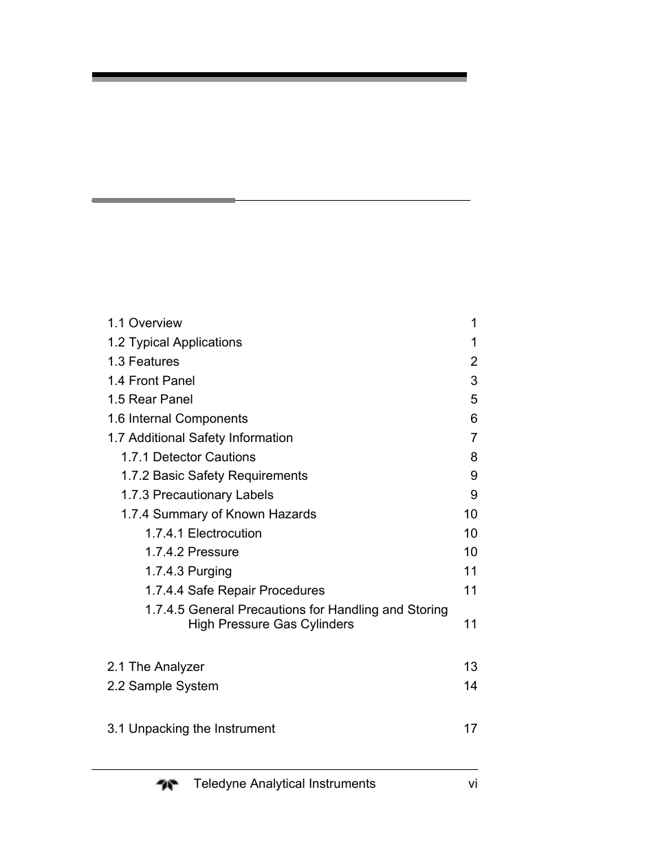 Teledyne 2120XL - Trace Nitrogen Analyzer User Manual | Page 6 / 85