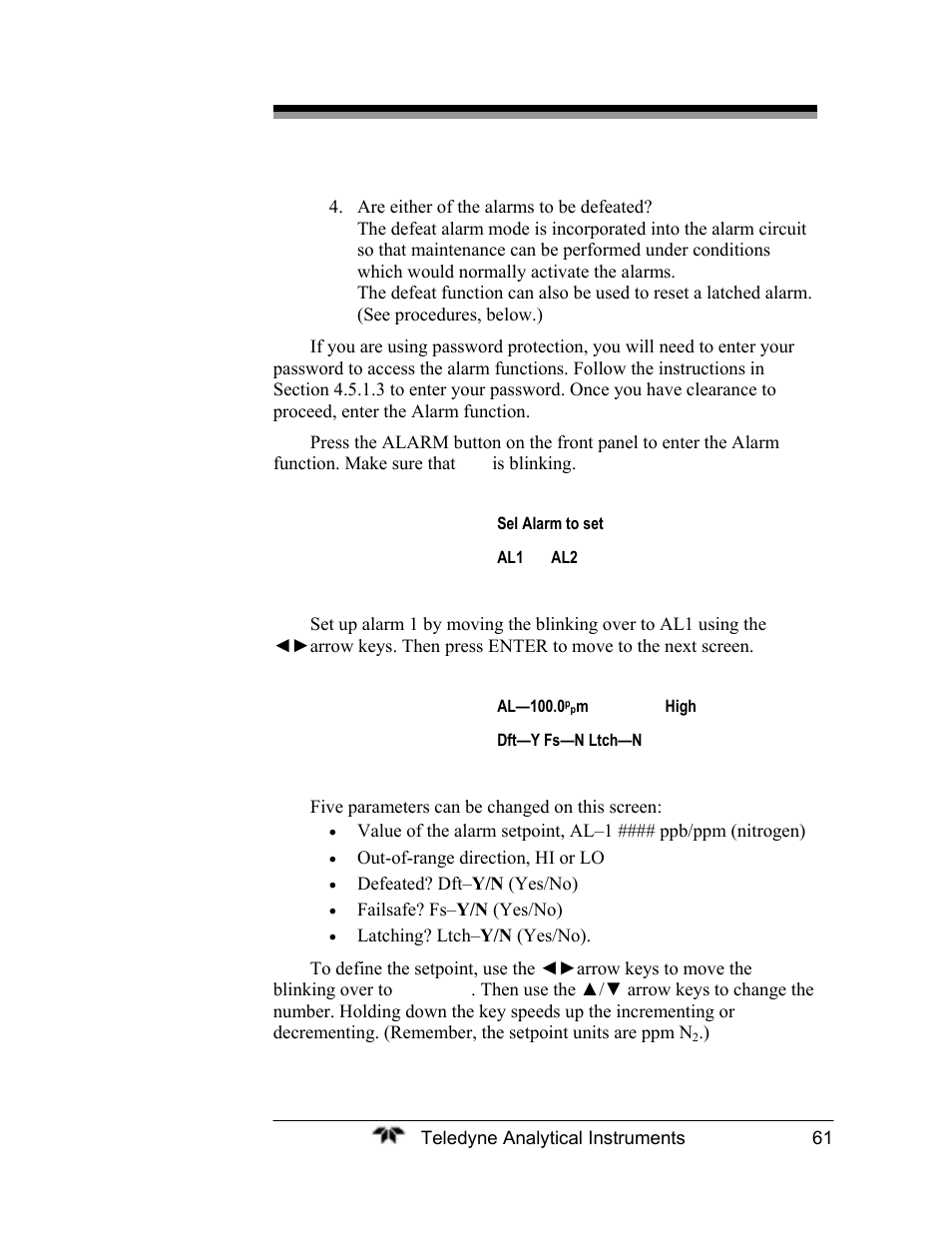 Teledyne 2120XL - Trace Nitrogen Analyzer User Manual | Page 73 / 85