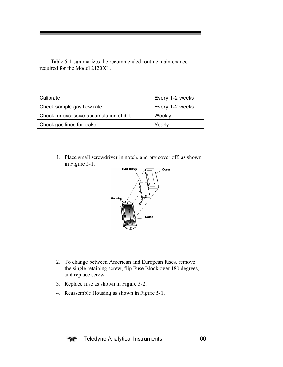 3 fuse replacement | Teledyne 2120XL - Trace Nitrogen Analyzer User Manual | Page 78 / 85