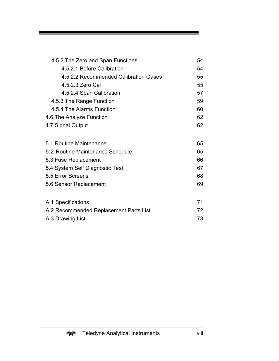 Teledyne 2120XL - Trace Nitrogen Analyzer User Manual | Page 8 / 85