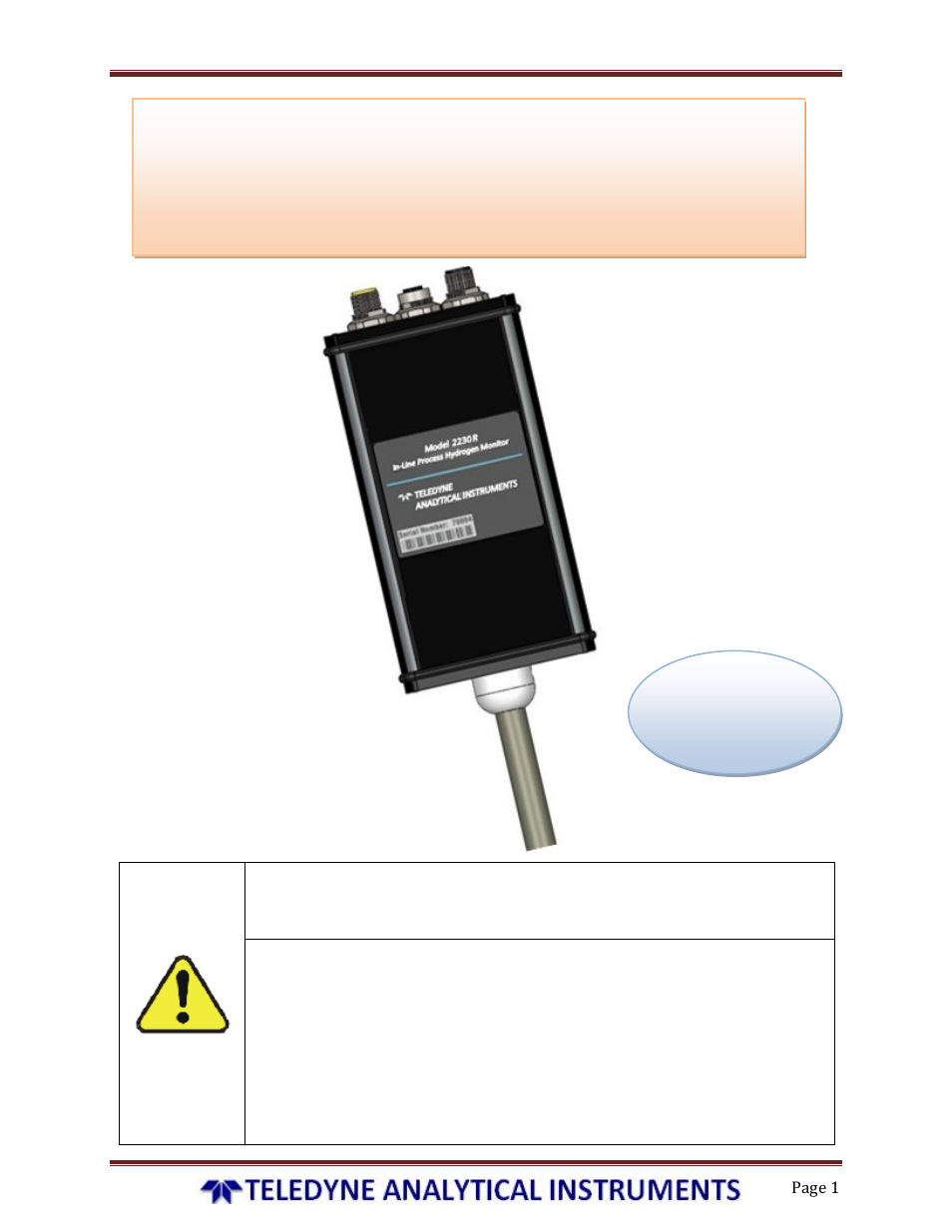 Teledyne 2230R - Process Hydrogen Analyzer User Manual | 26 pages