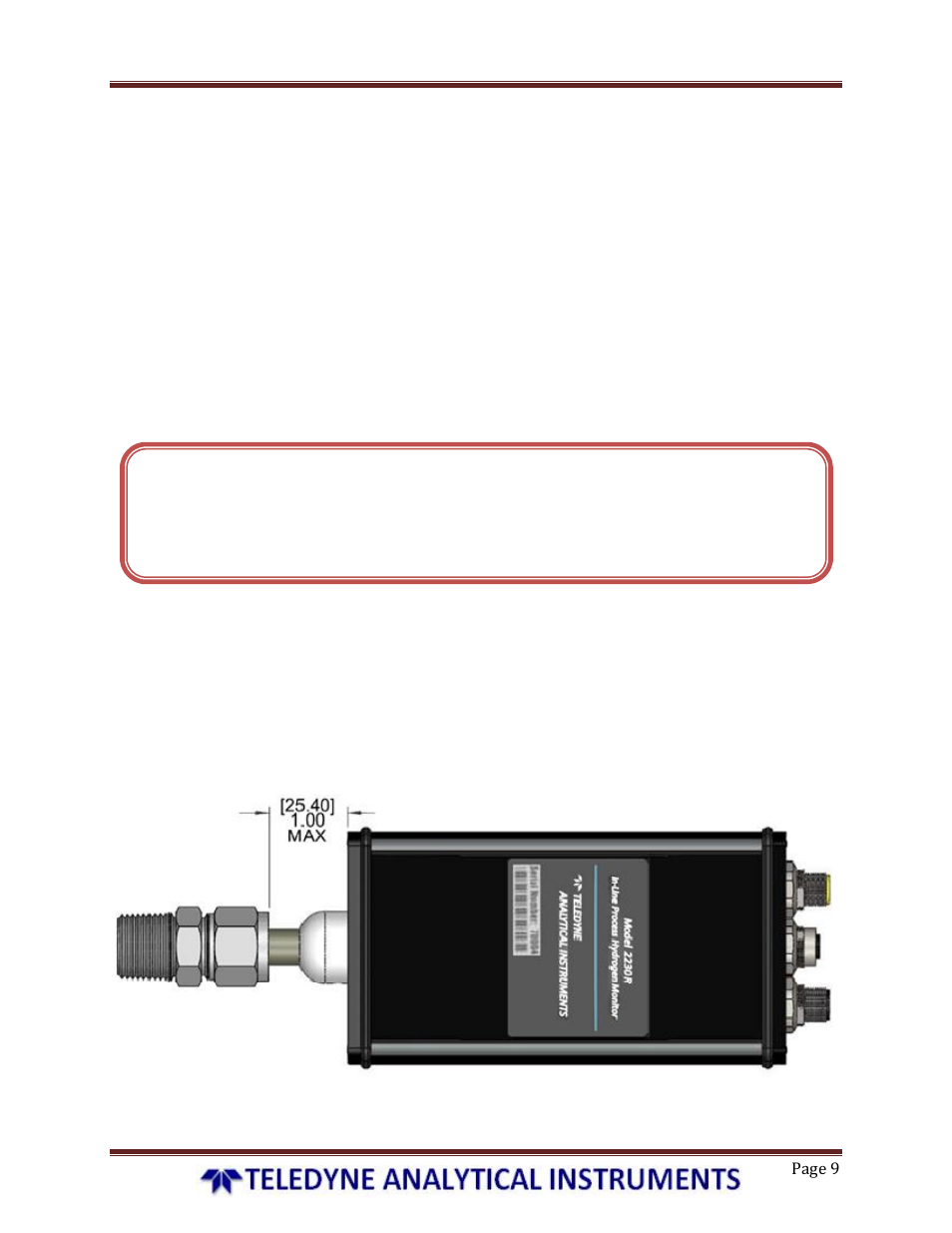 Model 2230r, process hydrogen analyzer | Teledyne 2230R - Process Hydrogen Analyzer User Manual | Page 9 / 26
