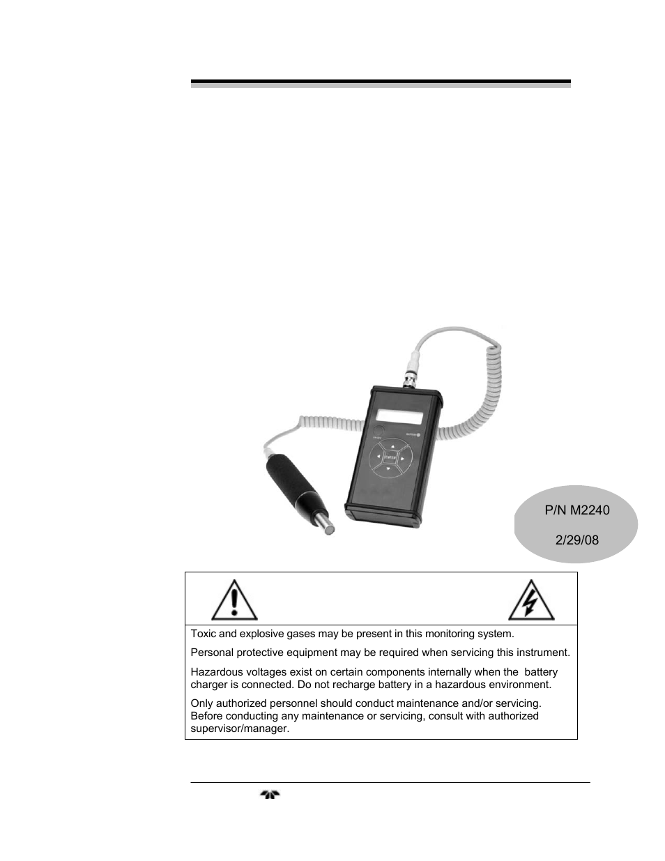 Teledyne 2240 - Portable Handheld Hydrogen Leak Detector, 3rd generation (revision 2/29/08) User Manual | 40 pages