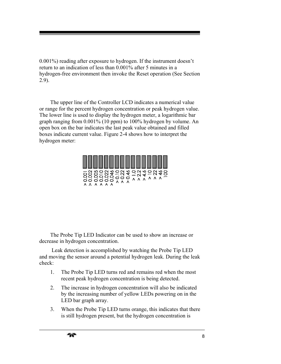 Teledyne 2240 - Portable Handheld Hydrogen Leak Detector, 3rd generation (revision 2/29/08) User Manual | Page 18 / 40