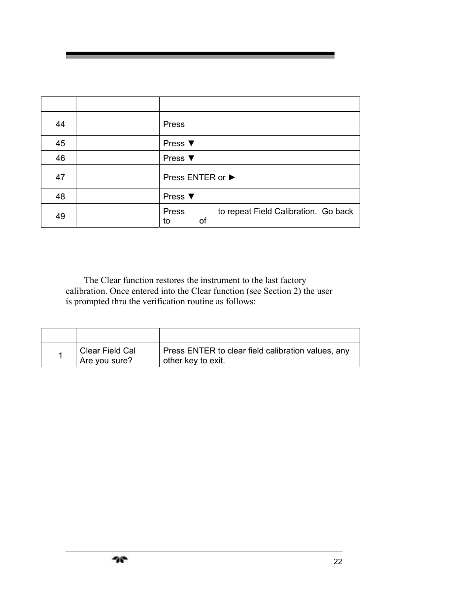 6 clear field calibration | Teledyne 2240 - Portable Handheld Hydrogen Leak Detector, 3rd generation (revision 2/29/08) User Manual | Page 32 / 40